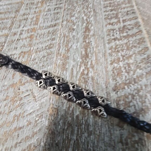 Vintage 1994 Brighton Roped Heart Braid Bandit Brown Silver Buckle Bracelet 11" - Picture 2 of 9